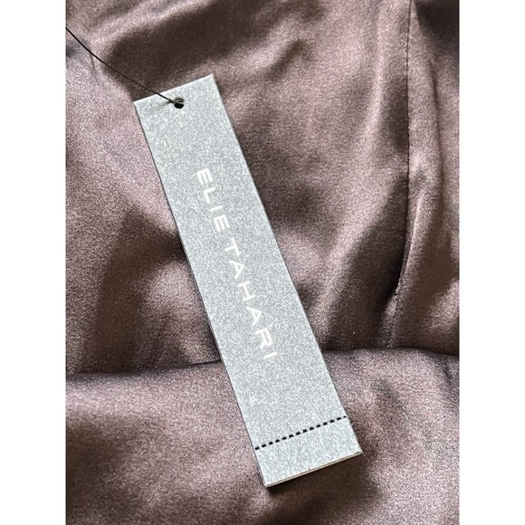 Elie Tahari Sydney Skirt 10 Walnut Rayon Silk Blend NWT Lined Zip Velvet Sheer - Picture 12 of 14